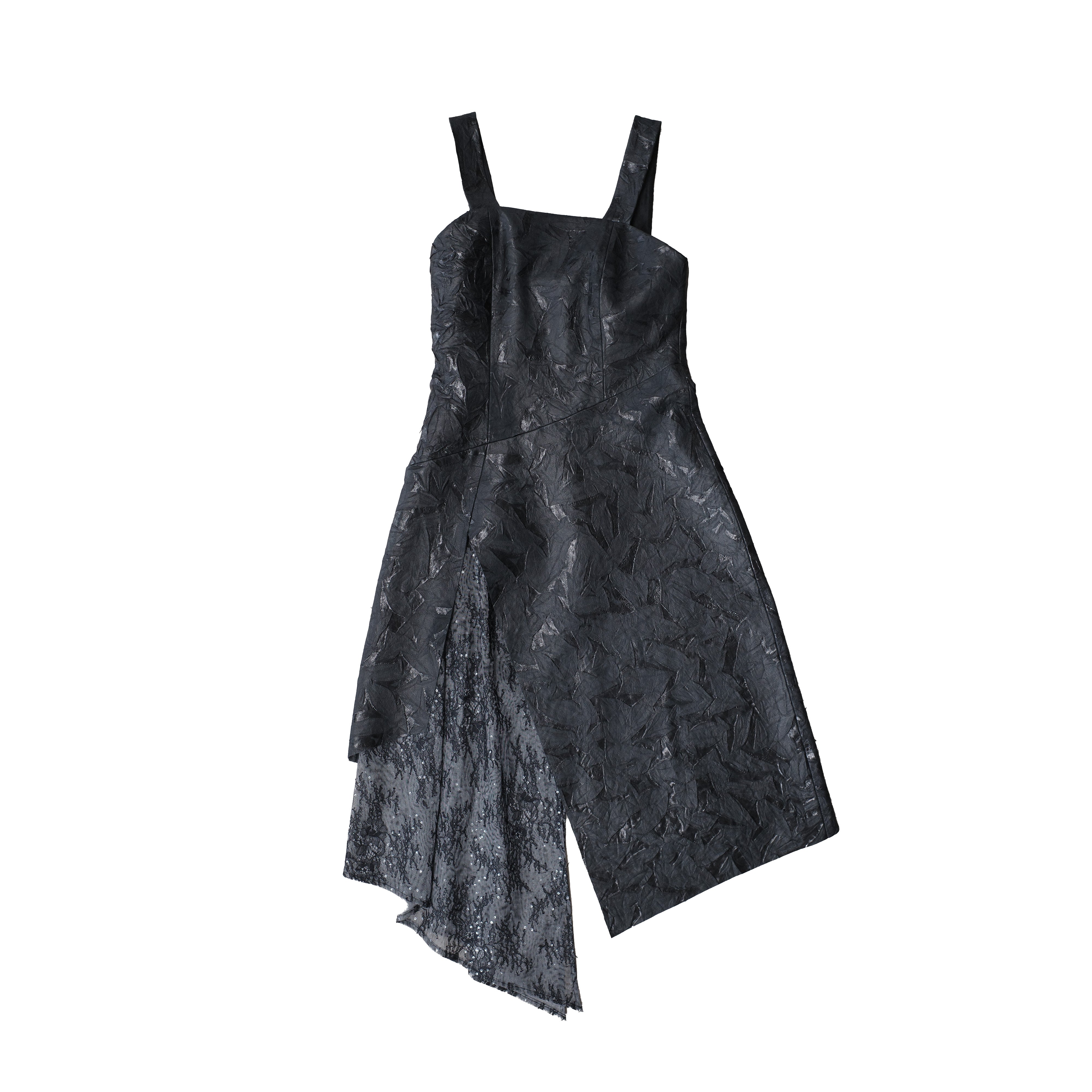 Crushed Leather Asymmetrical Dress