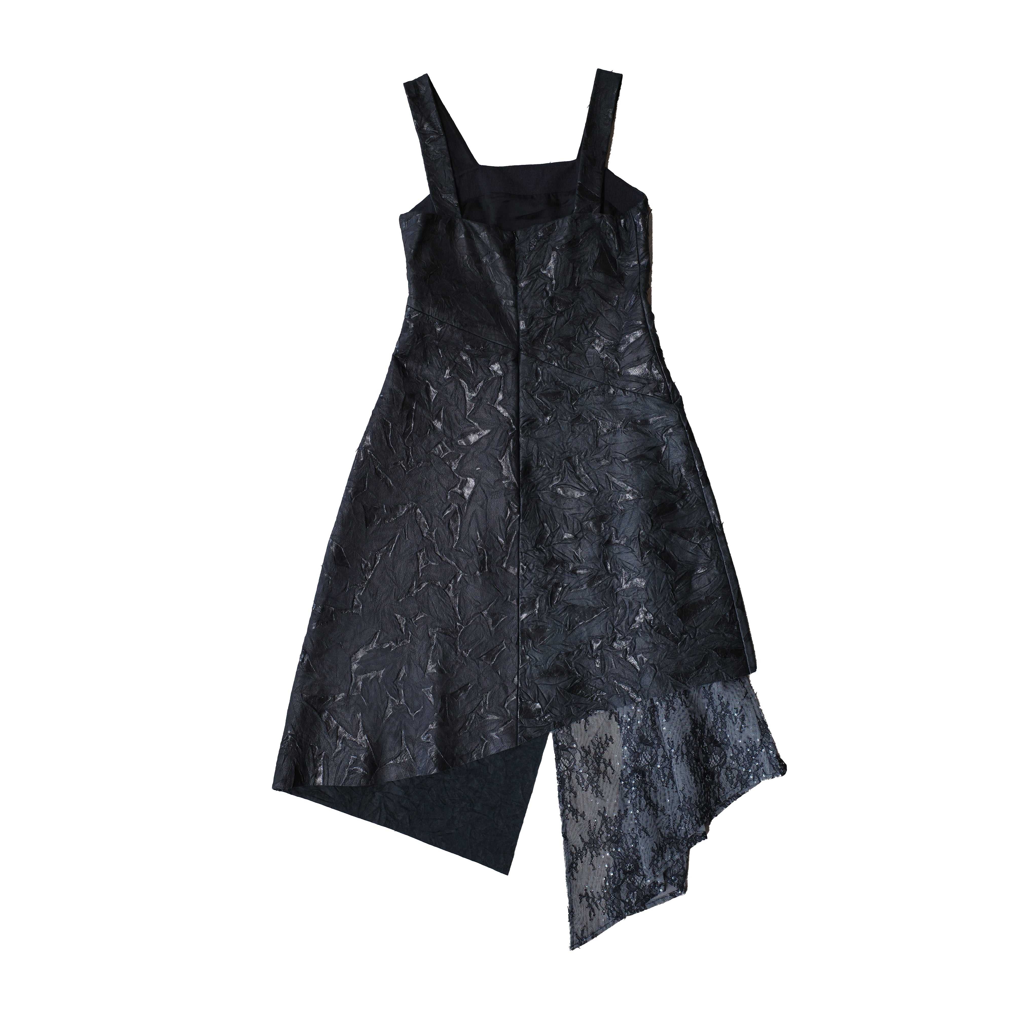 Crushed Leather Asymmetrical Dress
