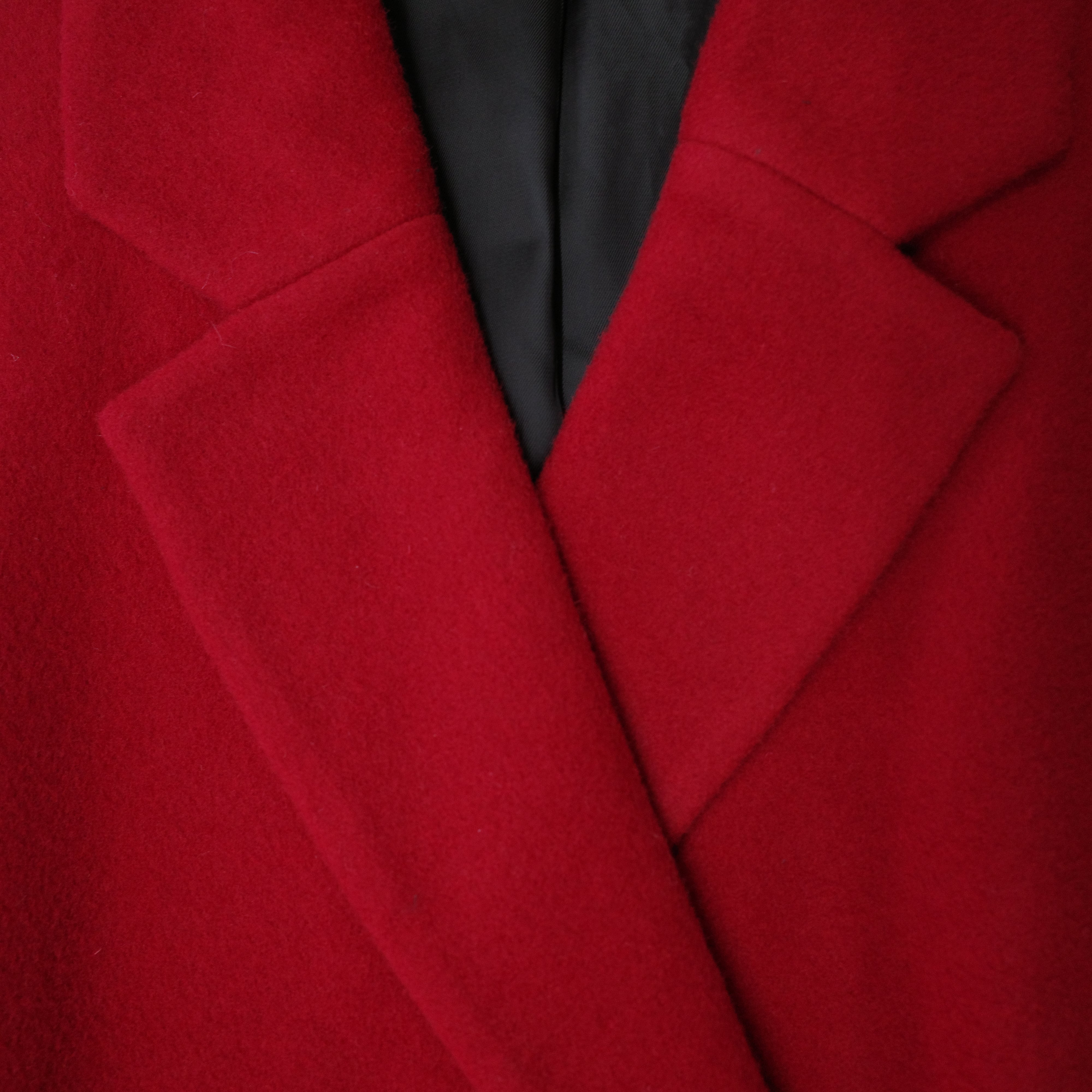 Draped Wool Coat Dress in Red
