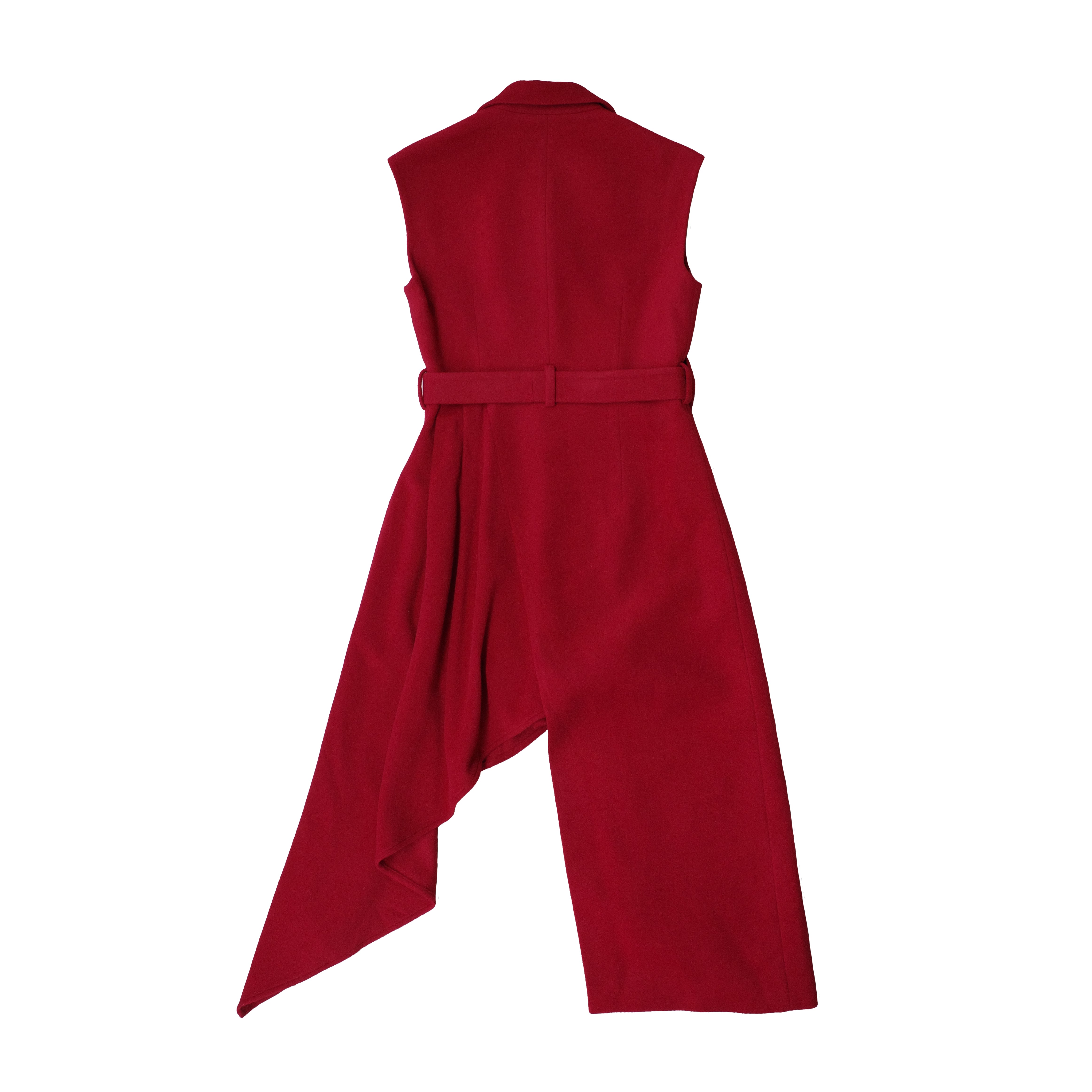 Draped Wool Coat Dress in Red